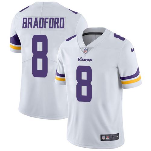 Nike Vikings #8 Sam Bradford White Men's Stitched NFL Vapor Untouchable Limited Jersey